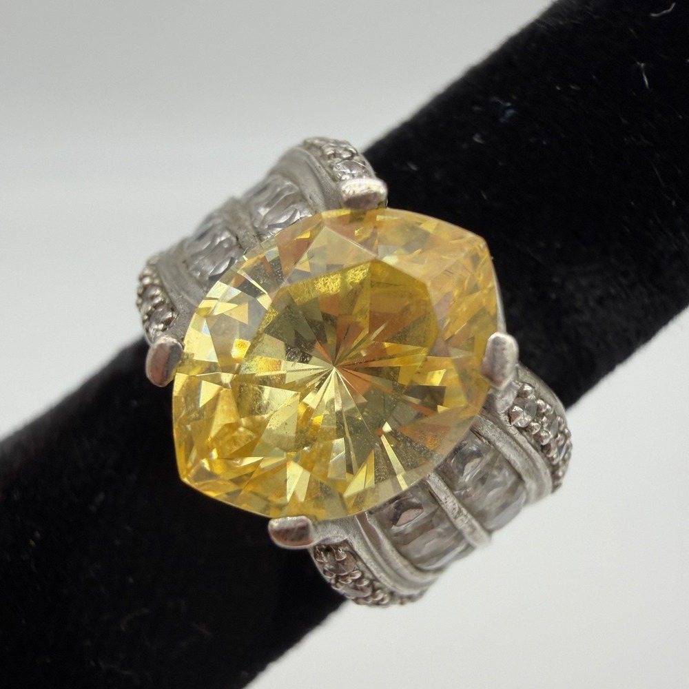 Vtg‎ Sterling Silver 925 MEDA Yellow Quartz Ring Sz 6.5 Estate Statement